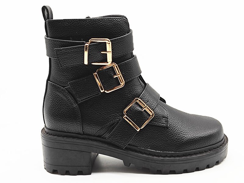 Chunky Buckle Ankle Boots