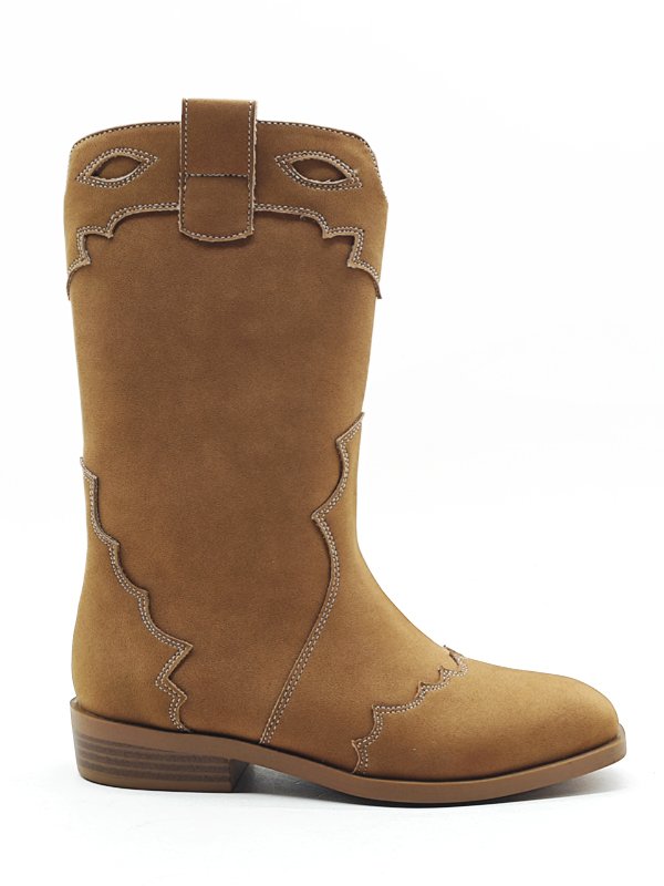 Embroidered Trim Cowboy Boots