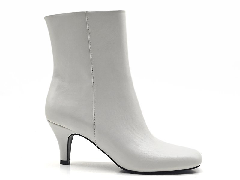 White Kitten Heel Ankle Boots