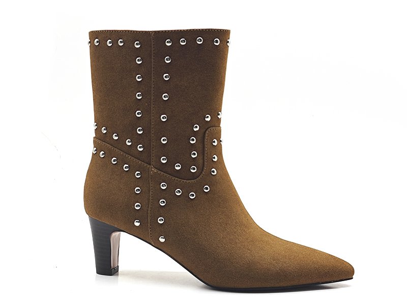 Edgy Brown Pointed Toe Ankle Boots