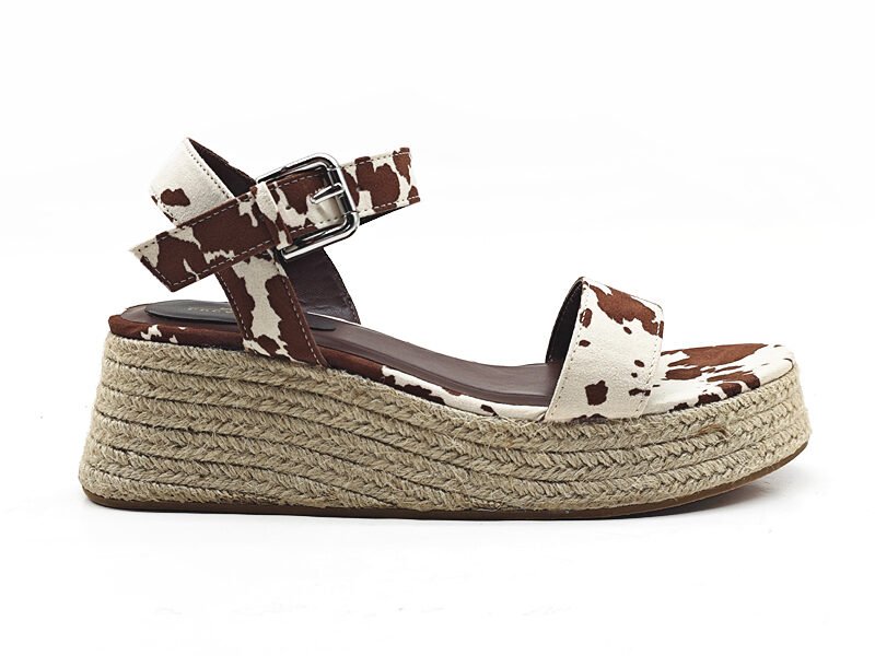 Cow Print Espadrille Wedge Sandals