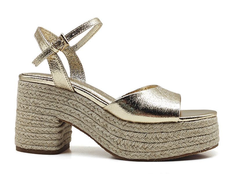 Gold Strappy Espadrille Heels