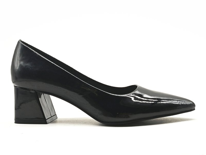 Black Patent Block - Heel Pumps