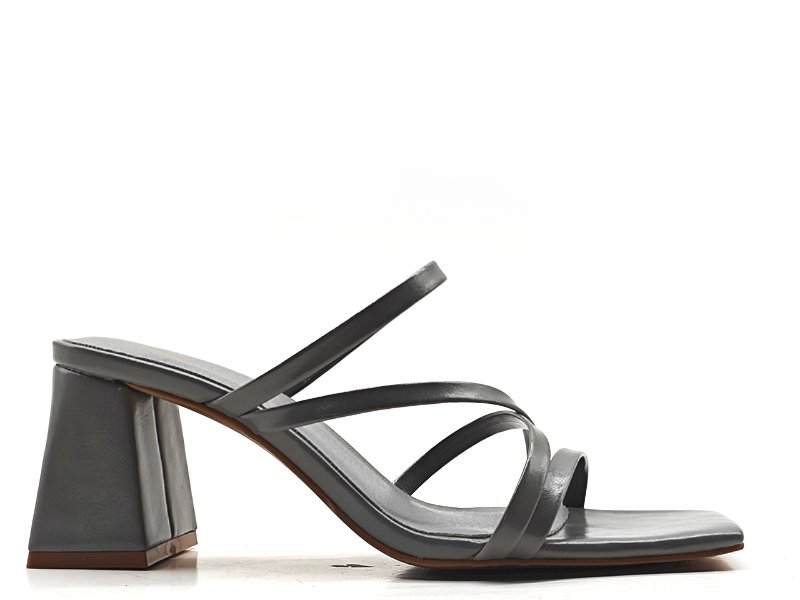 Mid-Heel Mule Sandals Crisscross Straps