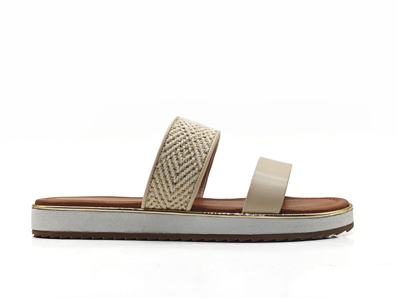 Beige Woven Flatform Sandals