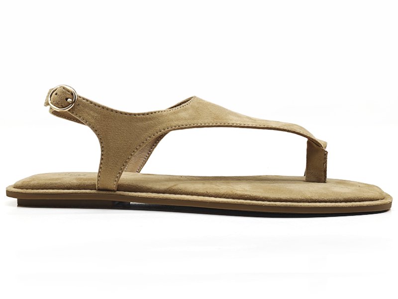 Chic Beige T - Strap Sandals