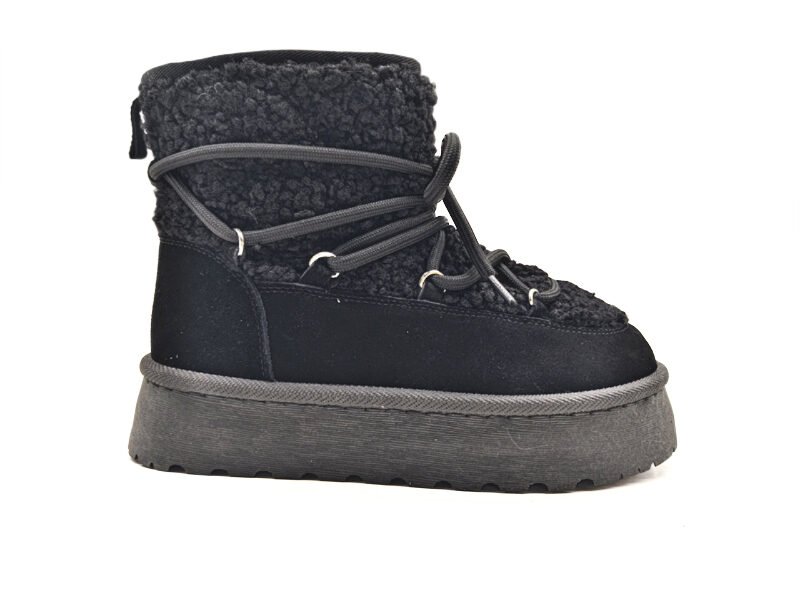 Black Furry Up Snow Booties