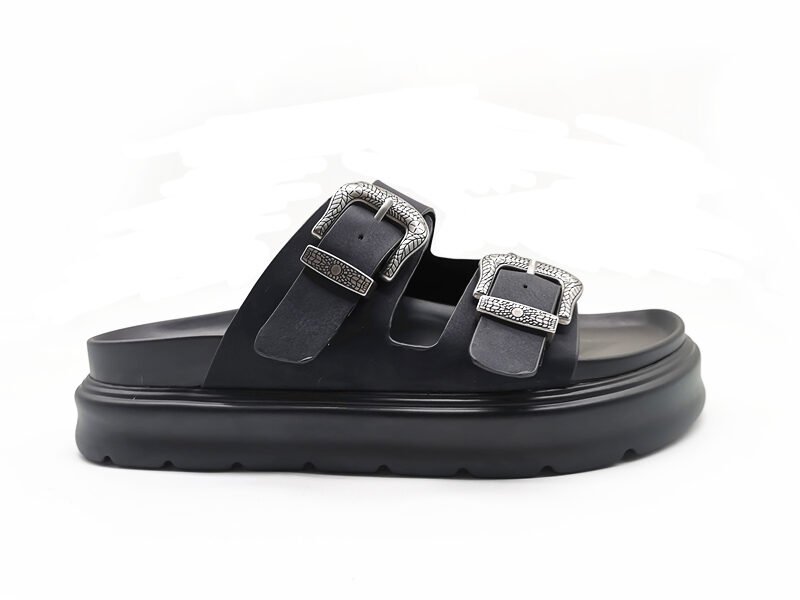 Easy - wear Black Double - Buckle Slides