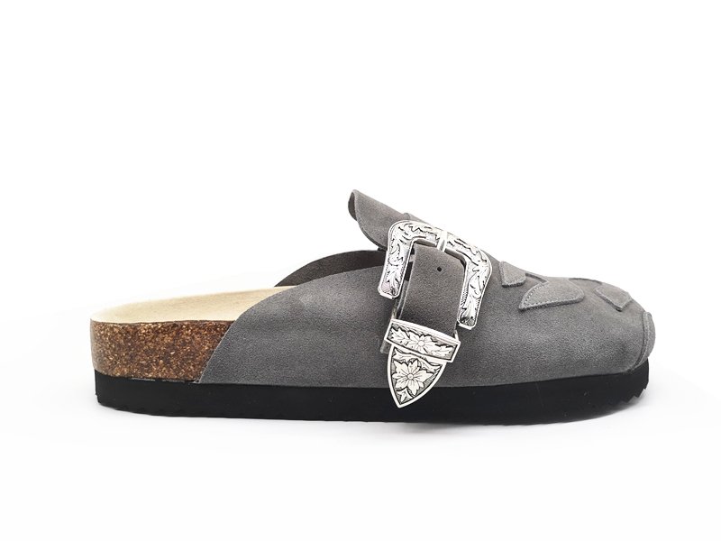 Stylish Grey Mules with Cork - bottom