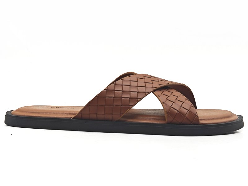 Chic Brown Woven Slide Sandals