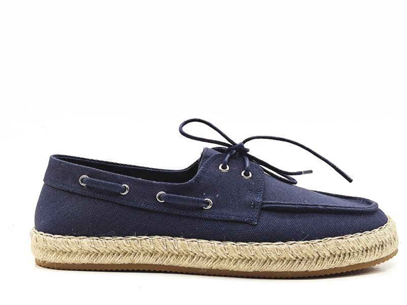Classic Men's Navy Blue Boat Shoes with Rope Sole
