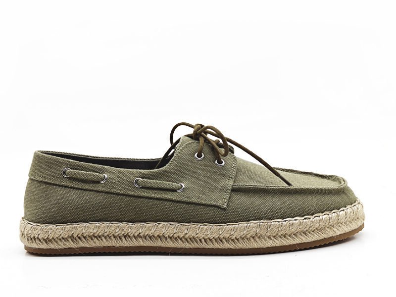 Chic Olive Green Boat Shoes with Jute Sole