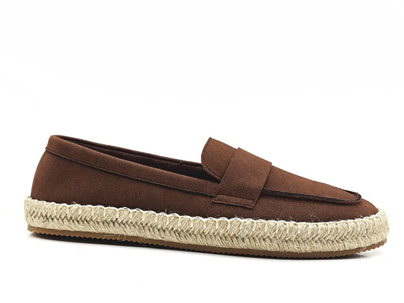 Chic Brown Slip - on Shoes with Jute Sole