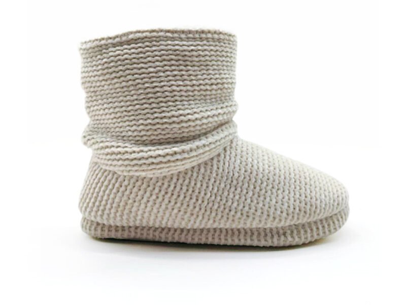 Light Beige Knitted Bootie Slippers