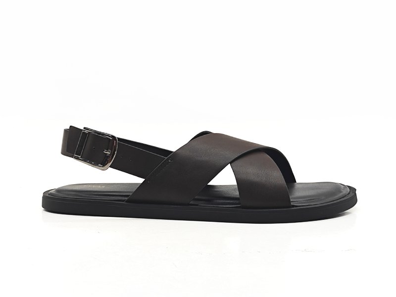 Black Men's Cross - strap Sandals